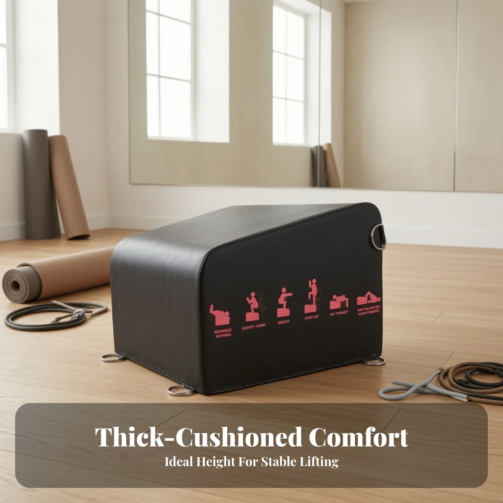 Exercise Box Heavy-Duty Hip Thrust Box Glute Training Platform Padded for Athletes, Home Gym