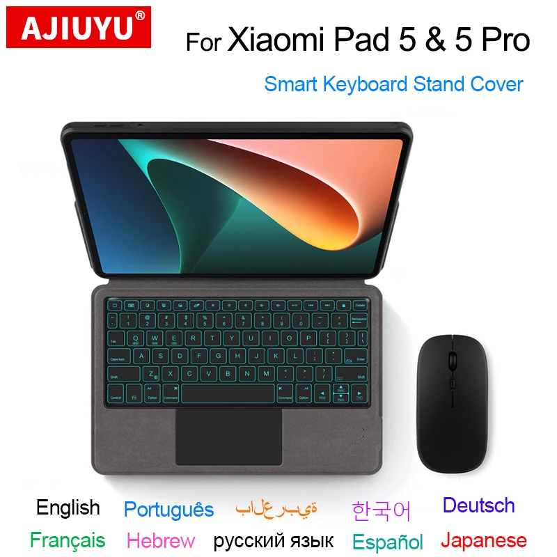 

Wireless Keyboard Case For Xiaomi Pad 5 Pro 11" 2021 5G Mi Pad 5 MiPad 5 Pro Smart Stand Flip Cover Touchpad Backlit Keyboard