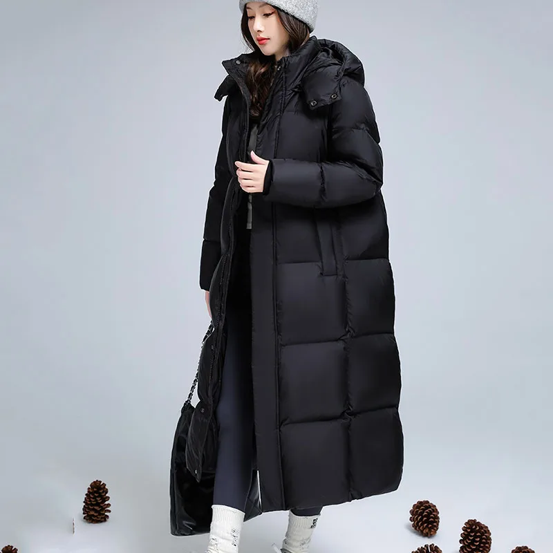 

95 белый утиный пух теплый женский пуховик с капюшоном 2025 новая мода однотонный повседневный высококачественный толстый женский пуховик H477