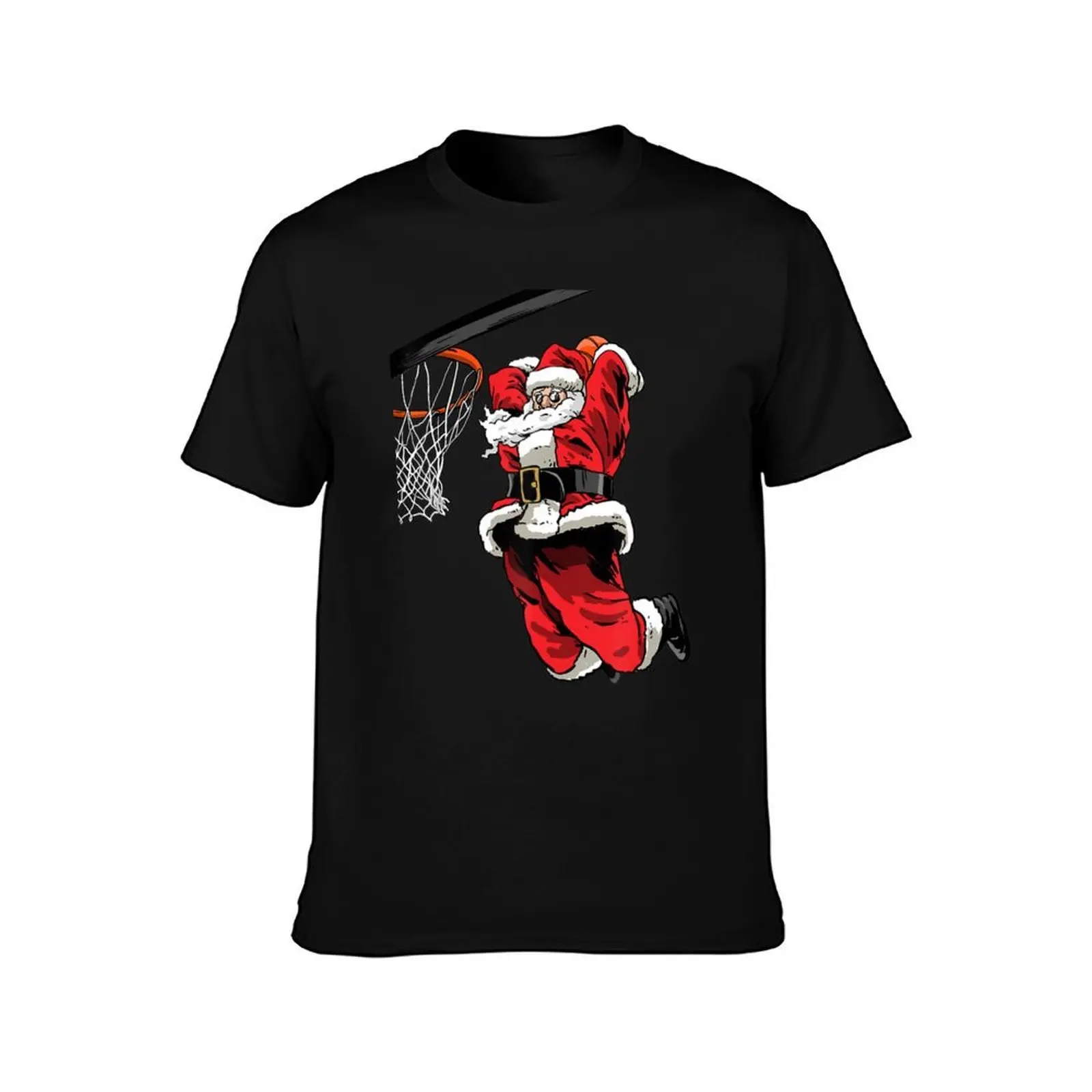 Christmas Basketball Santa Claus Basketball Lover T-Shirt, Summer Casual Cotton Tee, Oversized Streetwear Tops, Unisex Men Women