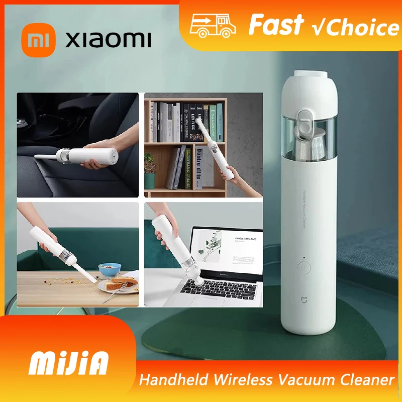 مكنسة كهربائية محمولة للسيارة من Xiaomi Mijia، ماكينة تنظيف لاسلكية صغيرة محمولة باليد لمستلزمات السيارات المنزلية، شفط الإعصار 13000Pa