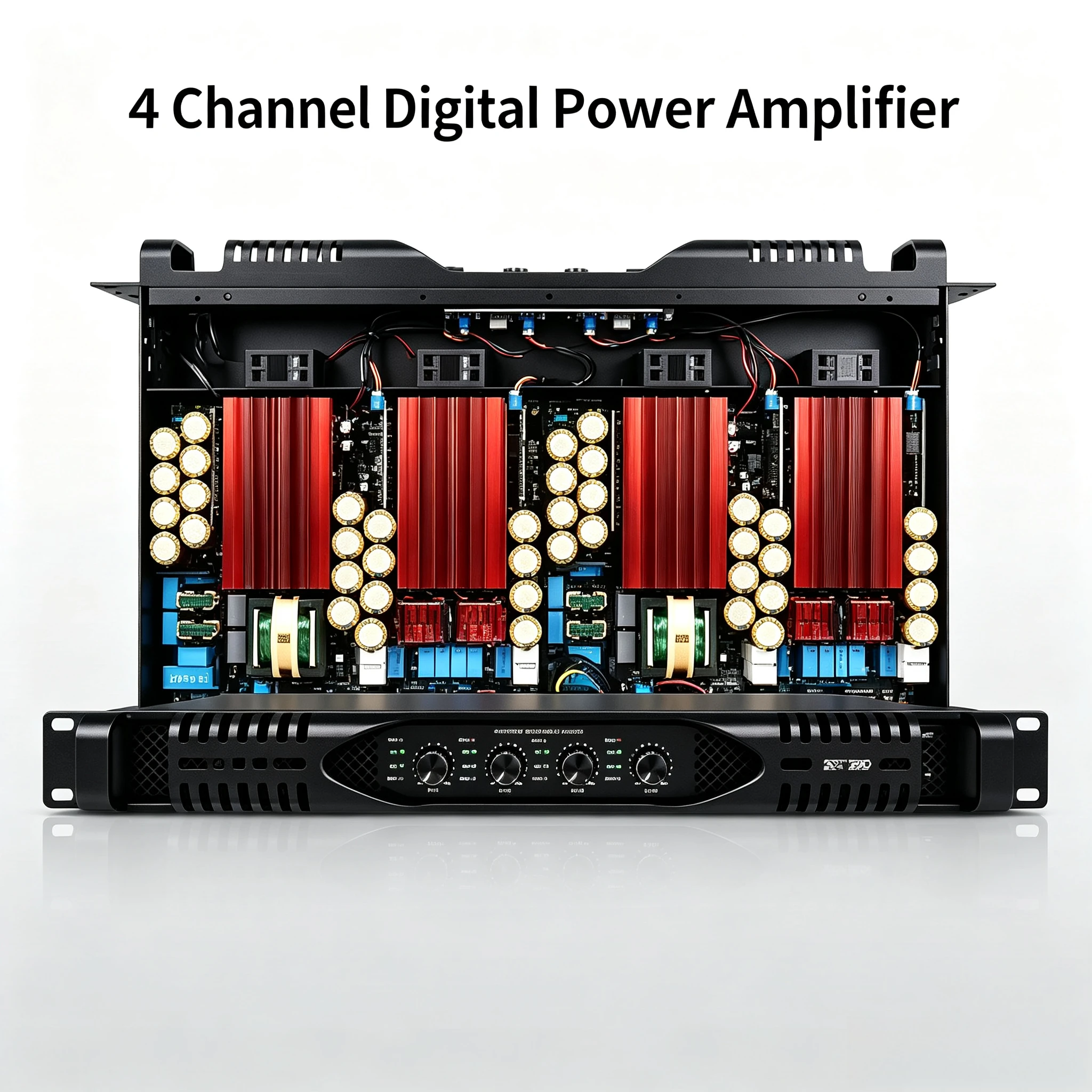 1300W 1U Digital Quad‑Channel Power Amplifier, Pure Post‑Stage Professional Audio Amp for Stage Performance & Live Sound Event