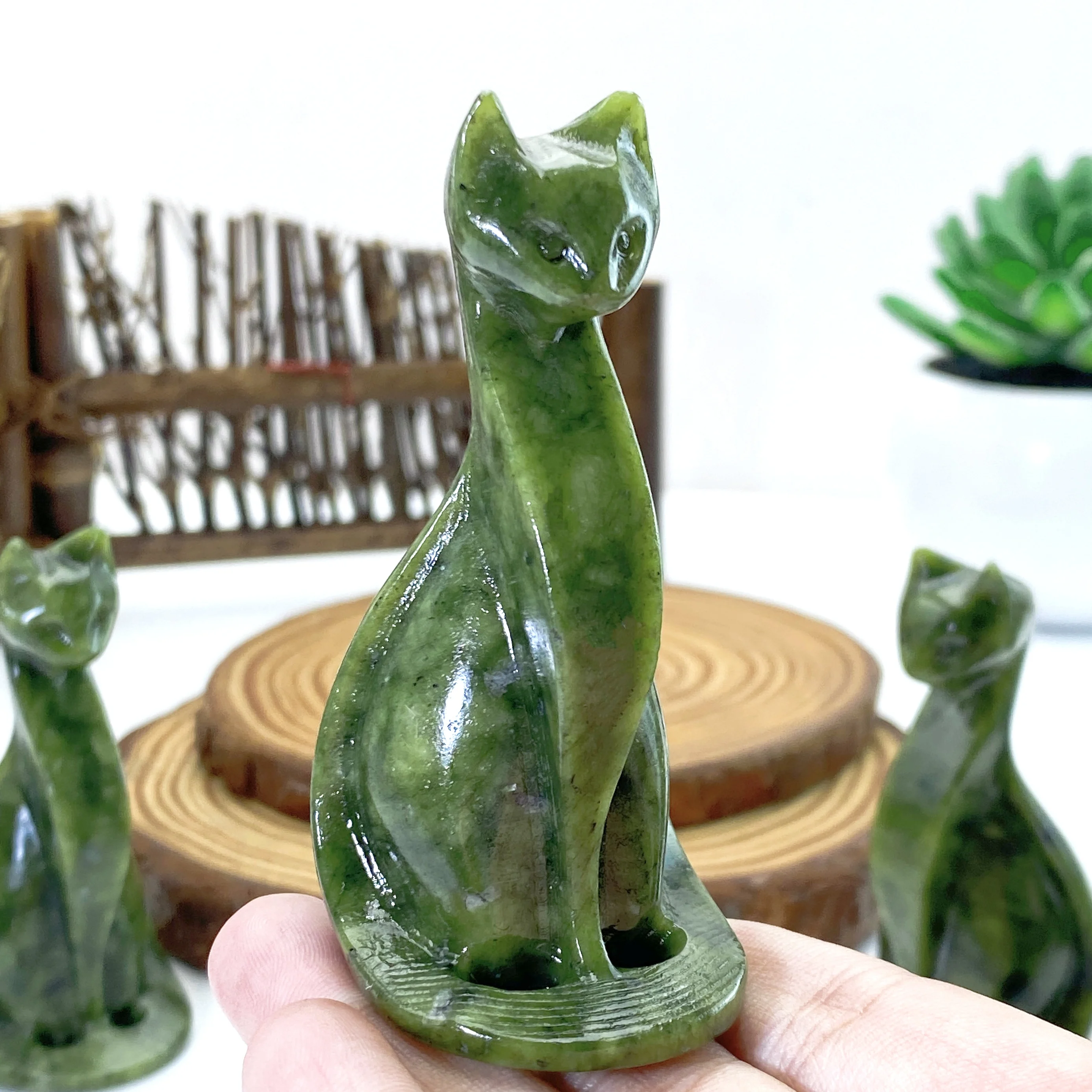 1PC Xiuyan Egyptian Cat Carving Decoration for Home Festival Easter Christmas Halloween Graduation Gift