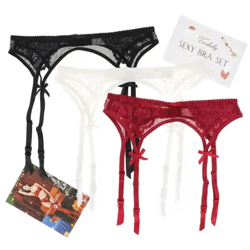 Y1AC حمالات حزام رباط دانتيل مثير للنساء مع 4 مشابك للجوارب #5