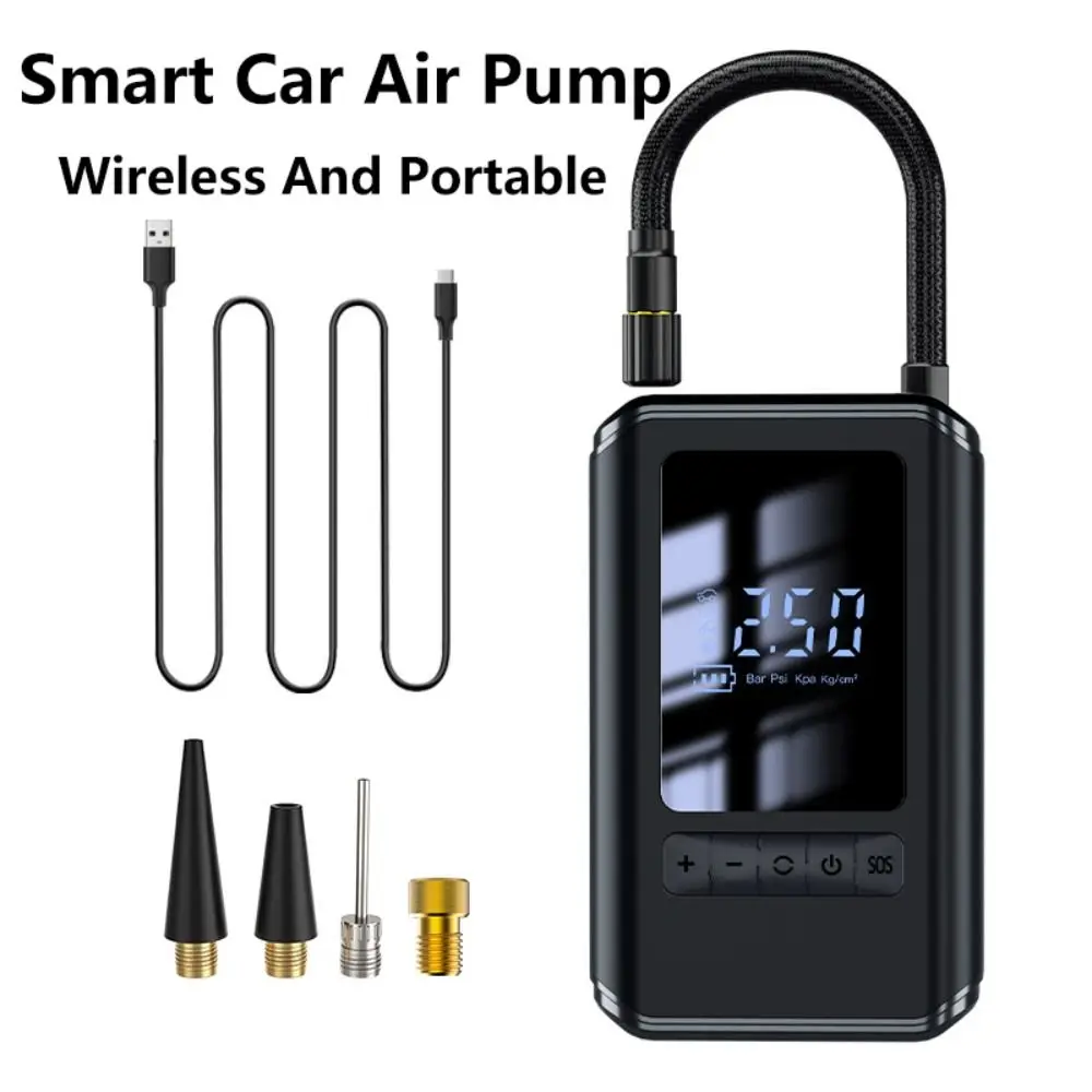 

Портативный беспроводной автомобильный воздушный насос, USB перезаряжаемый светодиодный дисплей, мотоциклетный воздушный насос, светодиодный светильник, аварийный автомобильный насос для шин