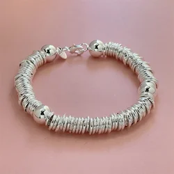 Fashion jewelry 925 sterling silver bracelet circle beads suitable for women's fashion wedding party gift temperament jewelry