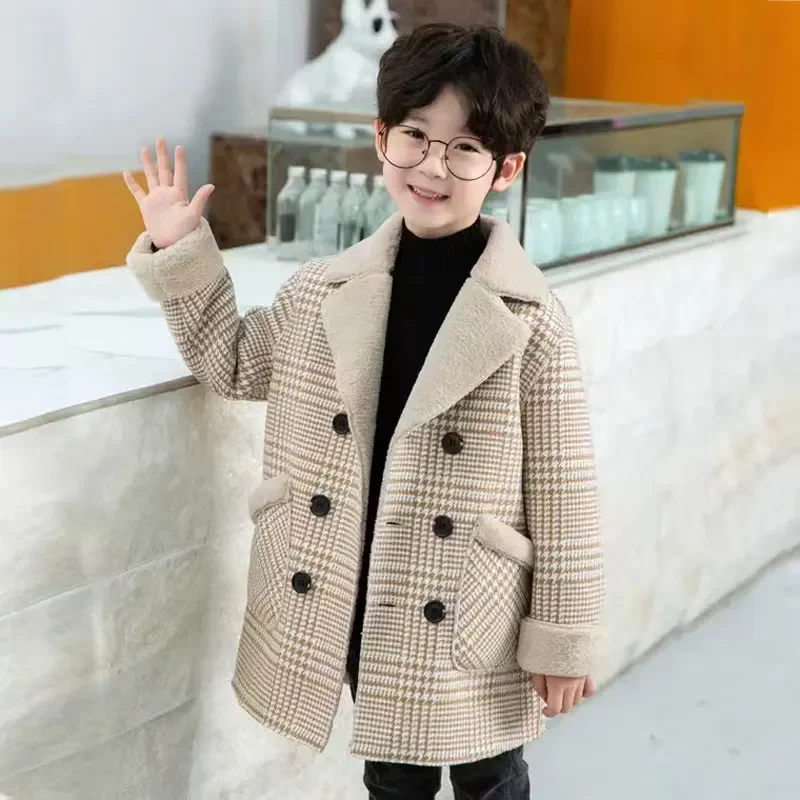 Age For 3T 4 5 6 7 8 9 10 12 14 Years Children Boys Woollen Coat Thicken Warm Jacket Outwear Autumn Winter Kids Casual Overcoat