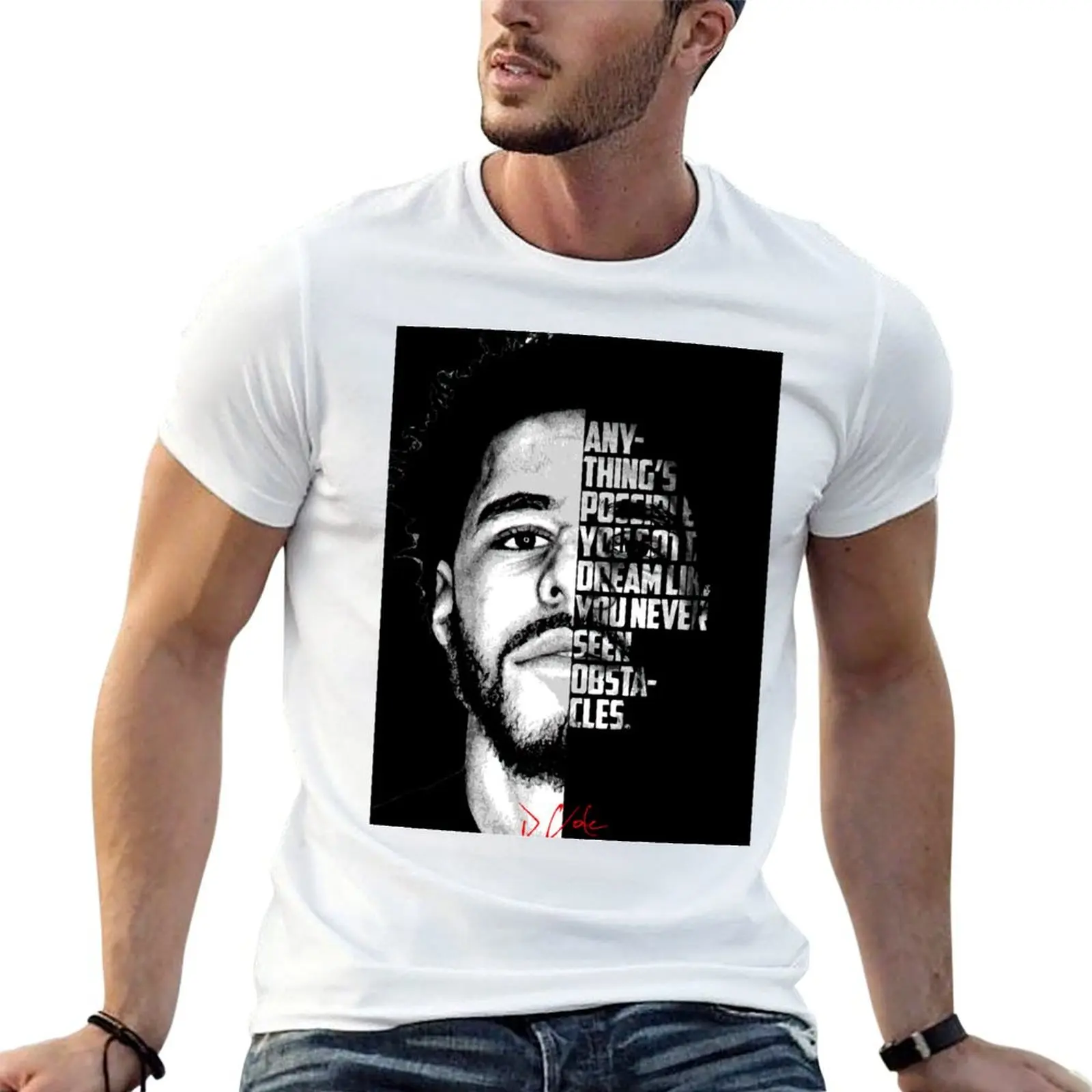 Black and white J Cole quote. T-Shirt Basic All Season Solid T-Shirt