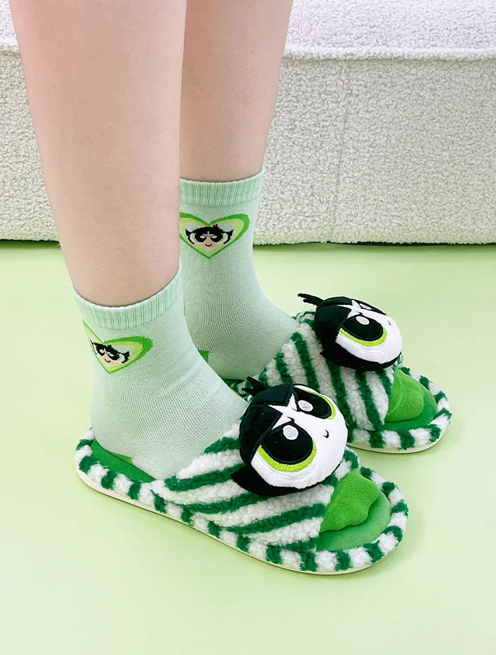 لطيف أنيمي القوة الفتيات الأصلي الشتاء الصوف النعال المنزل تنفس عدم الانزلاق Kawaii فتاة هدية عيد ميلاد هدية الكريسماس