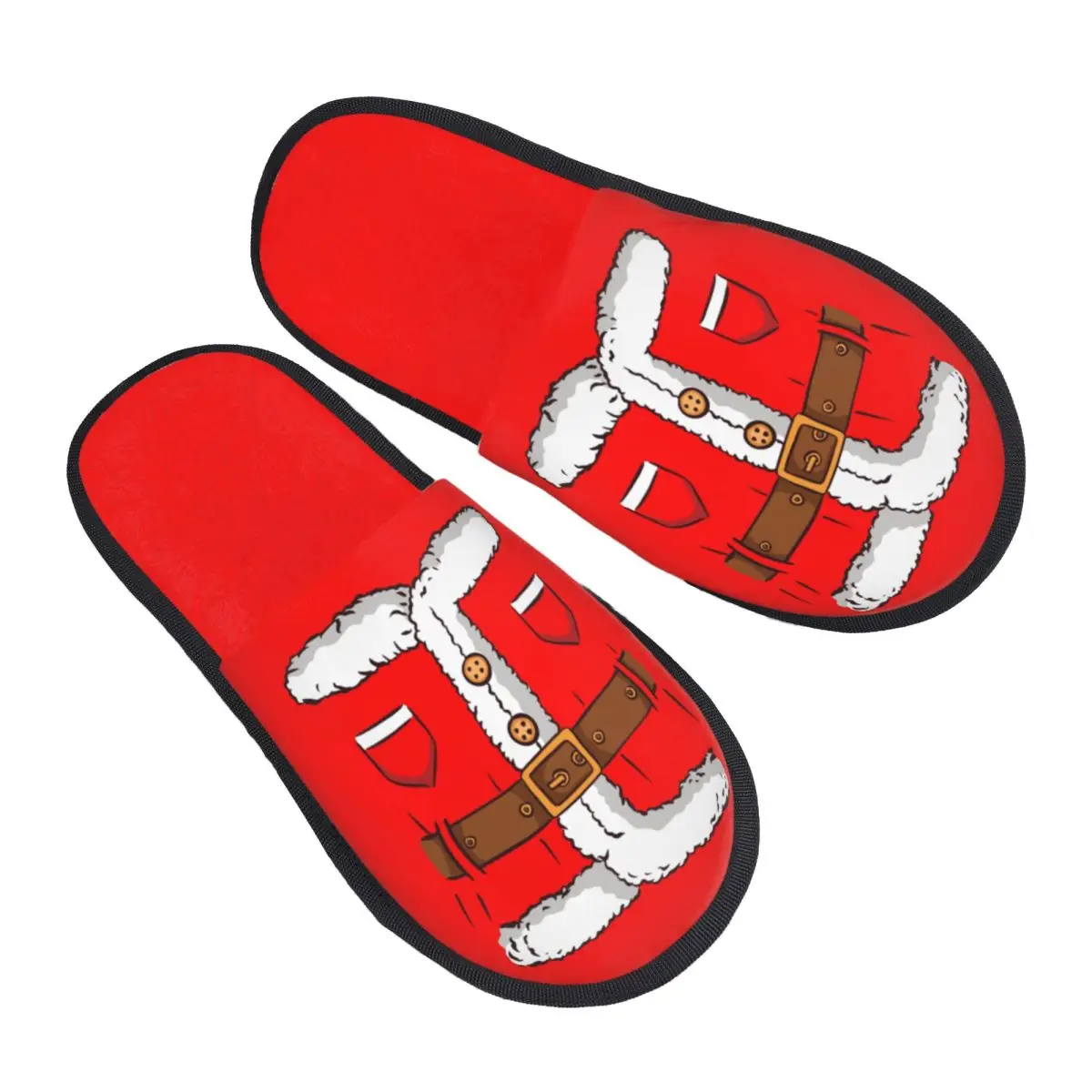 Custom Happy Santa Claus Christmas Soft Memory Foam House Slippers Women Cozy Warm Anti-Skid Slipper