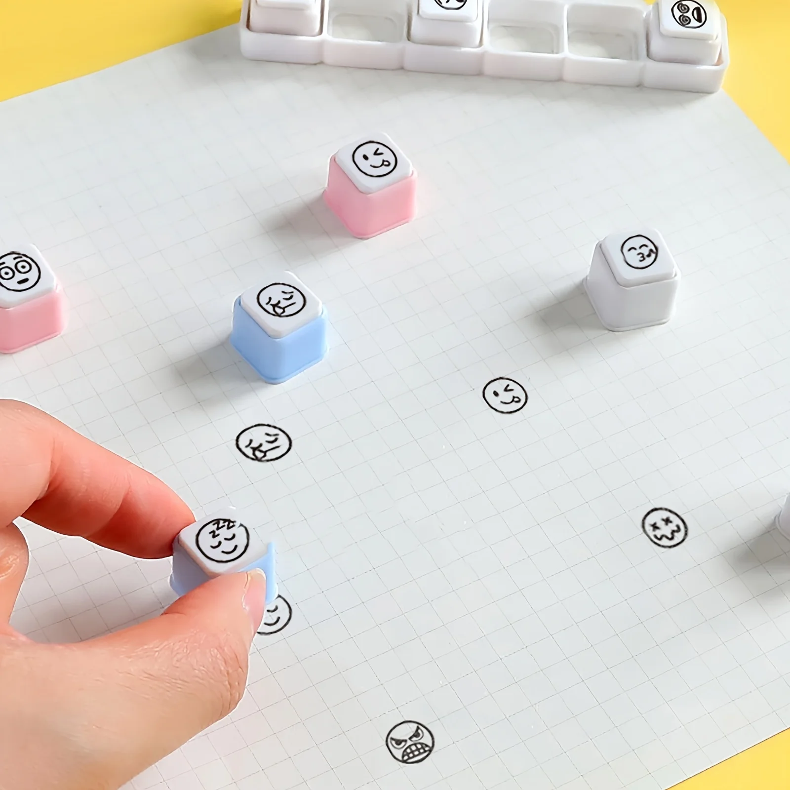 Lot de six tampons détachables à expressions faciales, pour l'enregistrement quotidien de l'humeur, des comptes manuels et des tampons de check-in culturels et créatifs