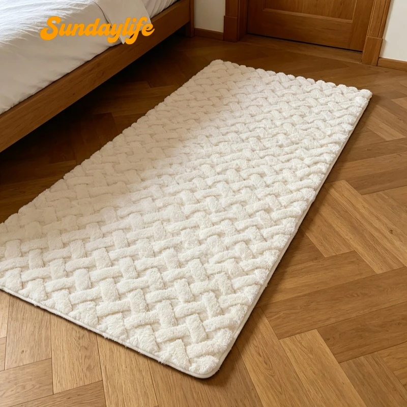 Fluffy Faux Rabbit Fur Rug Soft Plush Carpets Non Slip Bedroom Floor Mat Luxury Area Rug Living Room Bedside Home Decor Carpet