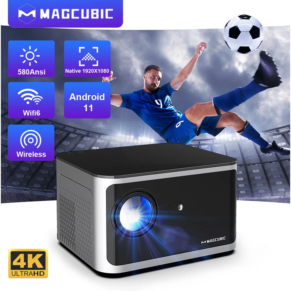 Magcubic-proyector inteligente 4K Android 11, 580ANSI, 1920x1080P, Full HD, Wifi6, BT5.0, Allwinner H713, Control de voz, cine en casa