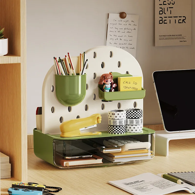 Desk Pegboard Storage Box Student Desk Stationery Organizer Box Office Drawer Type Pen Holder Storage Rack Office Supplies
