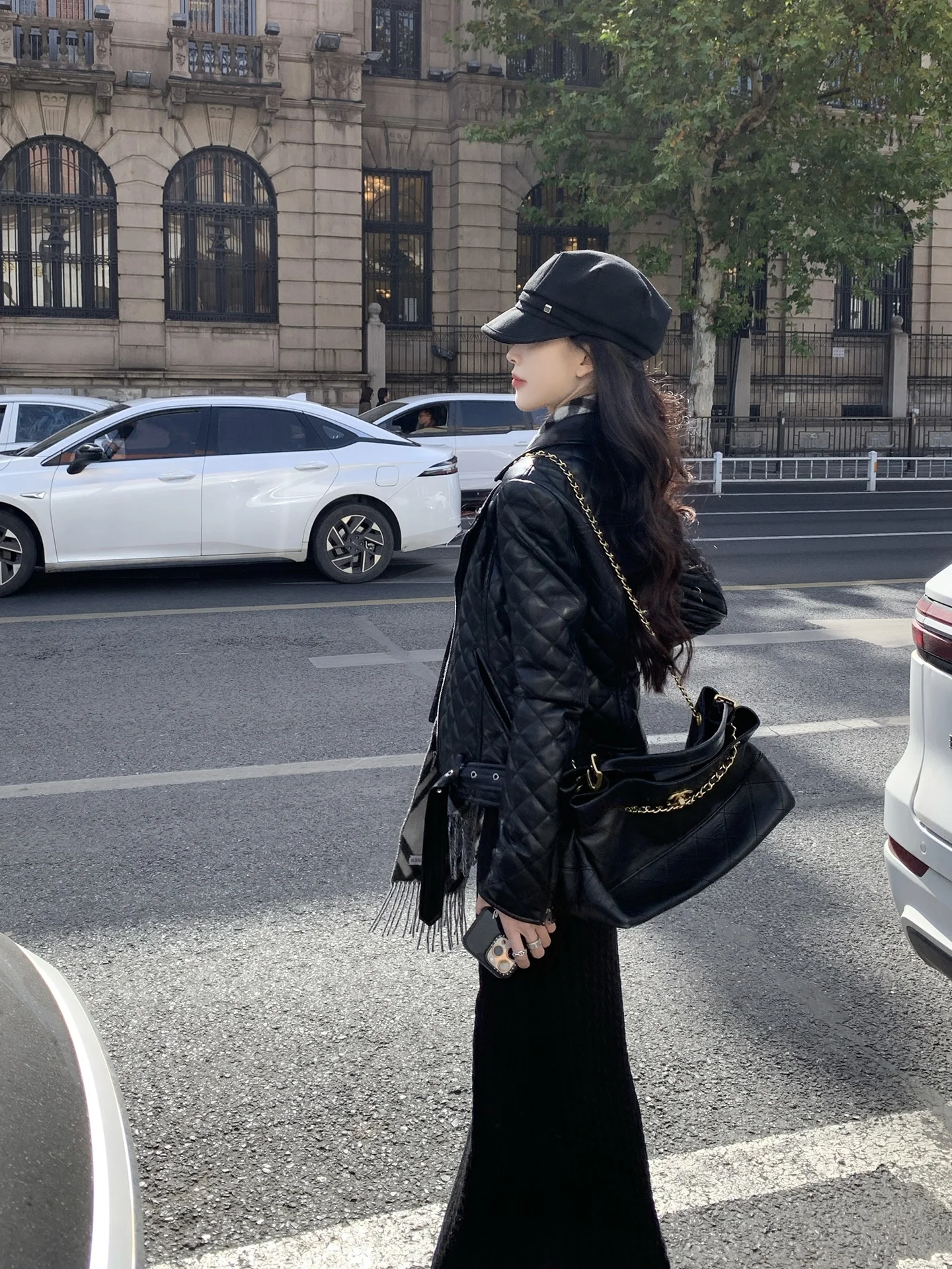 Jaqueta Feminina Casual de Couro PU com Zíper, Gola Alta, Ajuste Slim, Sem Forro de Pele