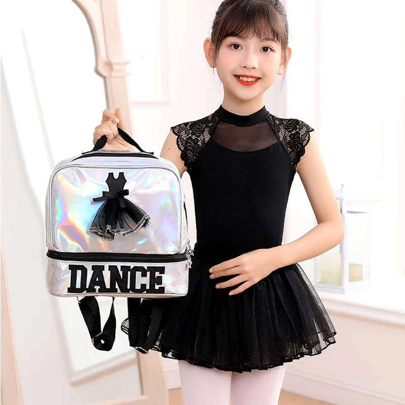 Laser Backpack Bags Ballet Girls Dance Schoolbags Double Shoulder Wet Pocket Kids Storage Latin Ballerina Bags Children