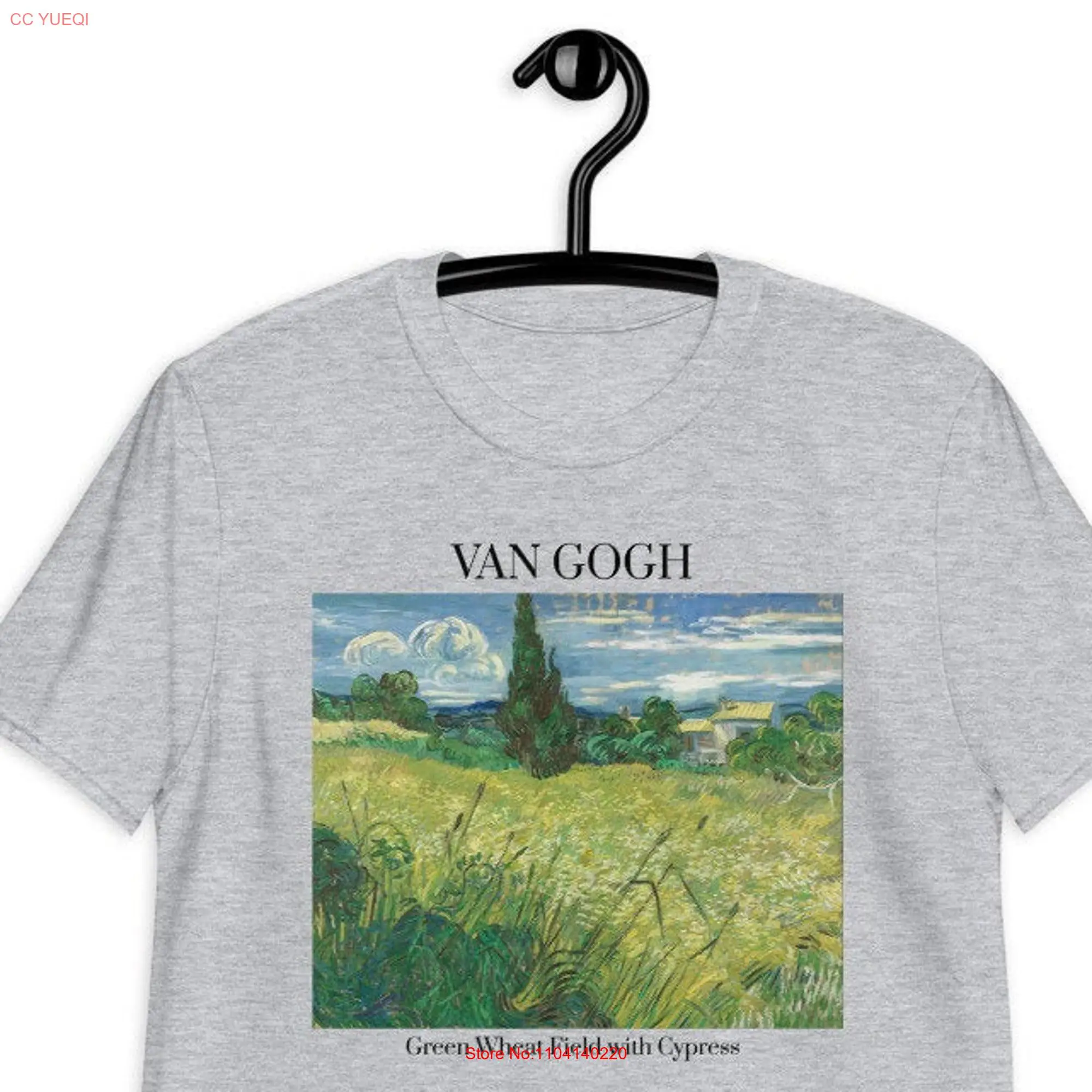 Van Gogh T Shirt Green Wheat Field with Cypress Art Vincent Aesthetic Clothing Hoe Indie long or short sleeves