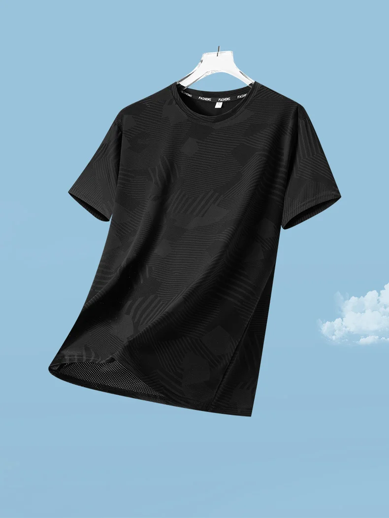 Männliches Lauf-T-Shirt, Sommer, atmungsaktiv, verschleißfest, Fitness-Sport-T-Shirt, Outdoor, leicht, Jogging, Fitnessstudio, Training, Sportbekleidung – Detail 14