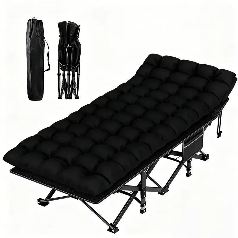 Heavy Duty Portable Camping Bed Collapsible Lounger with Metal Frame for Outdoor Hiking Picnic Beach and Office Break