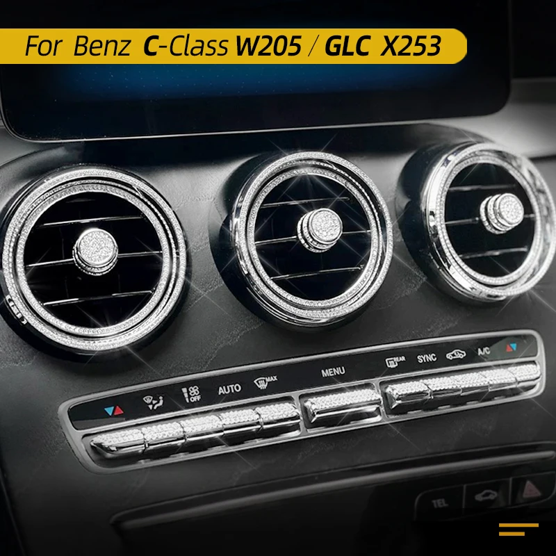 For Mercedes Benz C-Class W205 / GLC X253 2014-2021 Bling Crystal Diamond Interior Trim Accessories