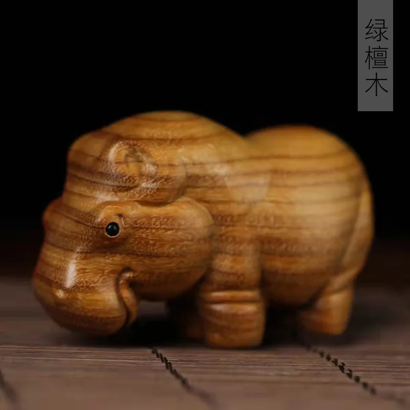 Green Sandalwood Hippo Ornaments Decorations Specification 3.2*6.7 Hand Pieces Book Desktop Decorative Tray Play Craft Factory W