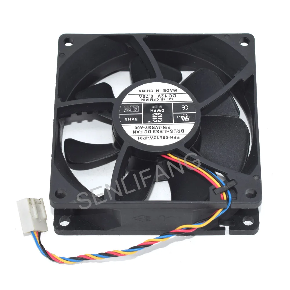 For DWPH New 8CM Square Cooler Fan EFH-08E12W-IP01 P/N:3VRGY-A00 80*80*25MM DC12V 0.70A 4Lines Cooling