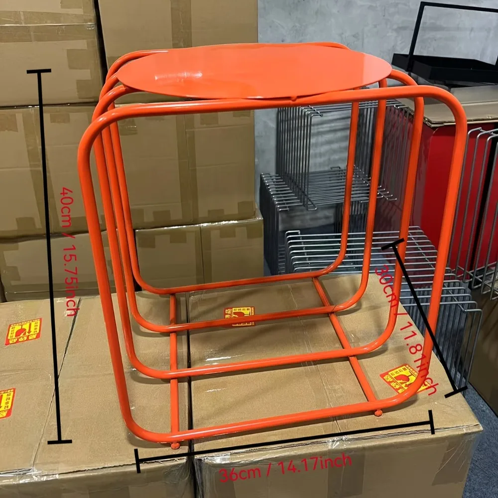 طاولة قهوة معدنية برتقالية عتيقة مكونة من رفين لا تتطلب التجميع وإطار قوي لديكور غرفة المعيشة وغرفة النوم