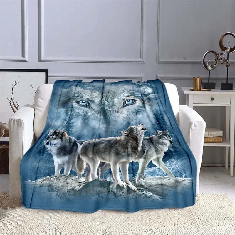 3D  Wolf  Blanket Sofa  Blankets for Beds Super Soft Warm Blanket Cover Flannel Throw Blanket