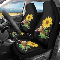 INSTANTARTS Sunflower Cow Print Vehicle Seat Covers Waterproof Car Protector 2pcs/Set Easy to Clean Front Car Seat Covers Gifts