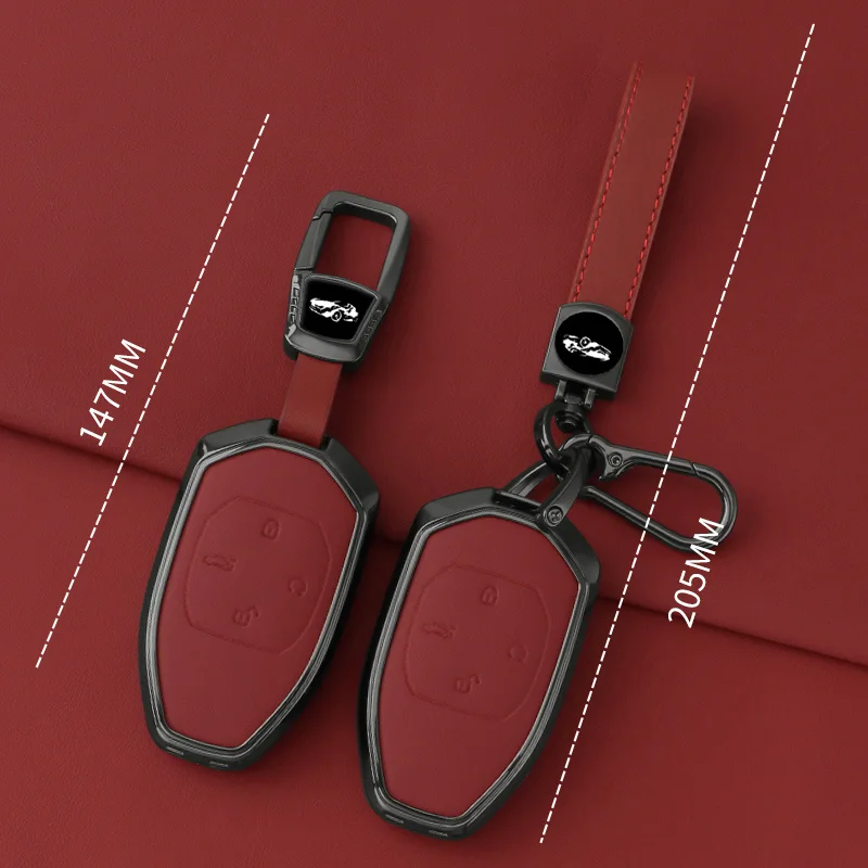 Stylish Leather Car Key Case Cover for GAC Trumpchi GS4 GM8 GA4 GS5 GS3 GA3 GA6 SGS7 Legend GS8 Metal Remote Fob Key Accessories