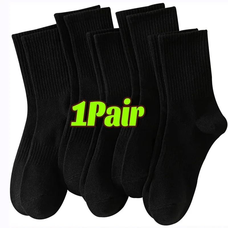 Cotton Sports Socks Unisex Soft Comfortable Breathable Casual Socks Black White Mid Tube Solid Color for Men Women Classic Socks, image 16