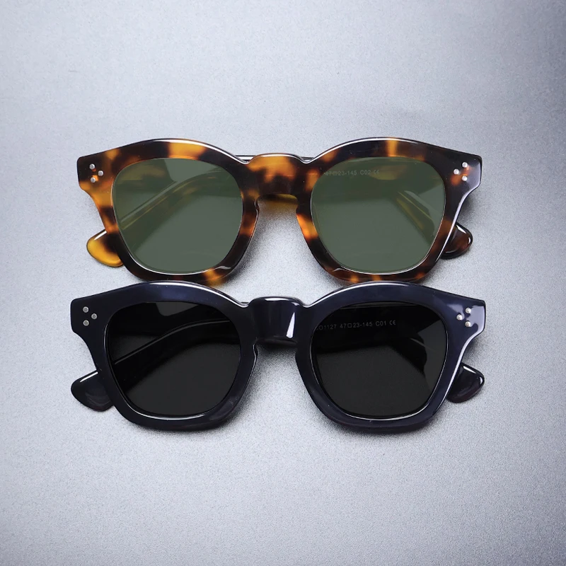 Vintage Polarized Acetate Sunglasses Women 2024 New Handmade Retro Designer UV400 Sunglasses Men Quality Luxury Brand Eyewear