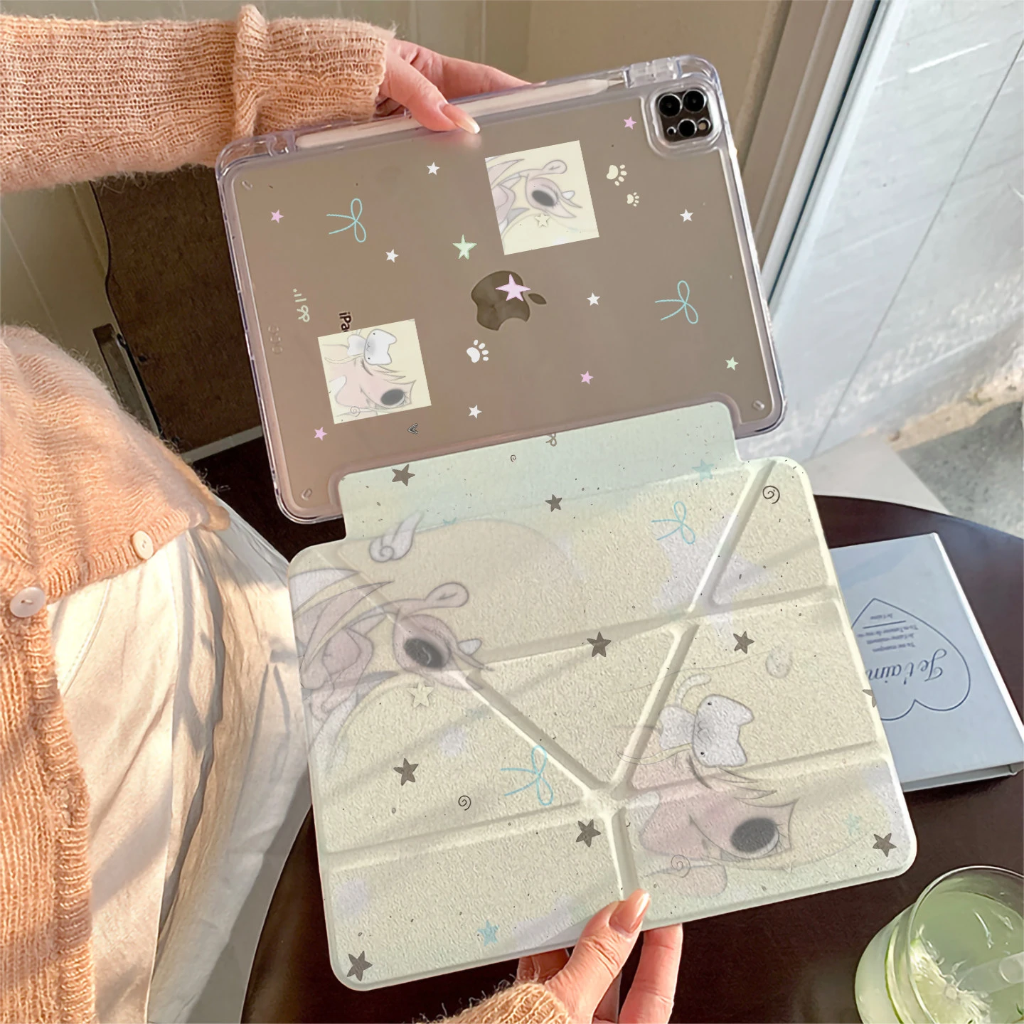 Yellow Angel Girl Star Tablet Case For iPad Pro 11 12.9 13 A16 M2 M4 M3 M5 Shell 10.2 5/6/7/8/9/10/11th Mini Air 3 4 5 6 7 Cover