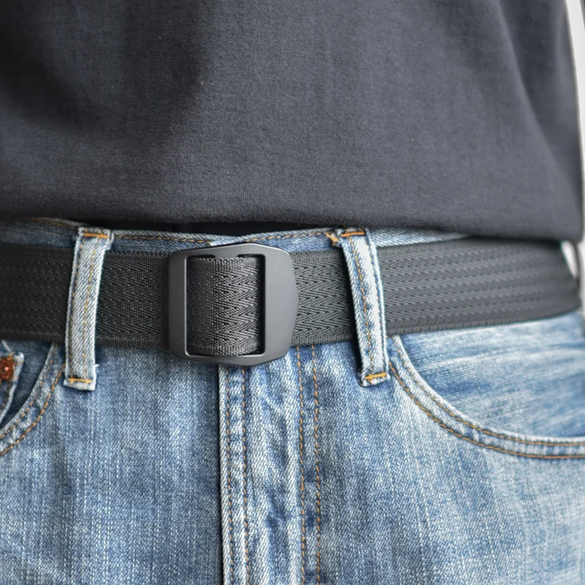 Men's Tactical Elastic Stretch Belt 3.8cm Wide Military Style Heavy Duty Work Belt Outdoor Nylon Canvas Web Belt for Daily Wear