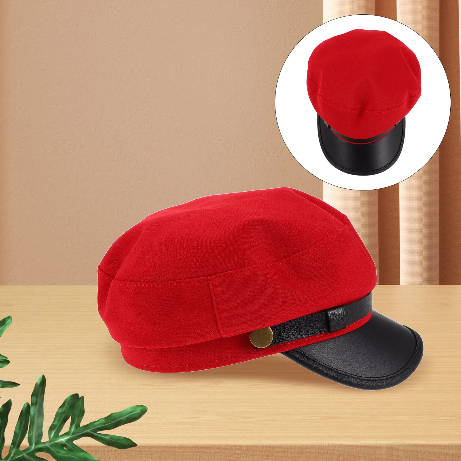 

Flat Top Newsboy Beret Hat PU for Women Vintage Captain Casual Unisex Wear Mens Flat Top Hat Beret Hats for Women