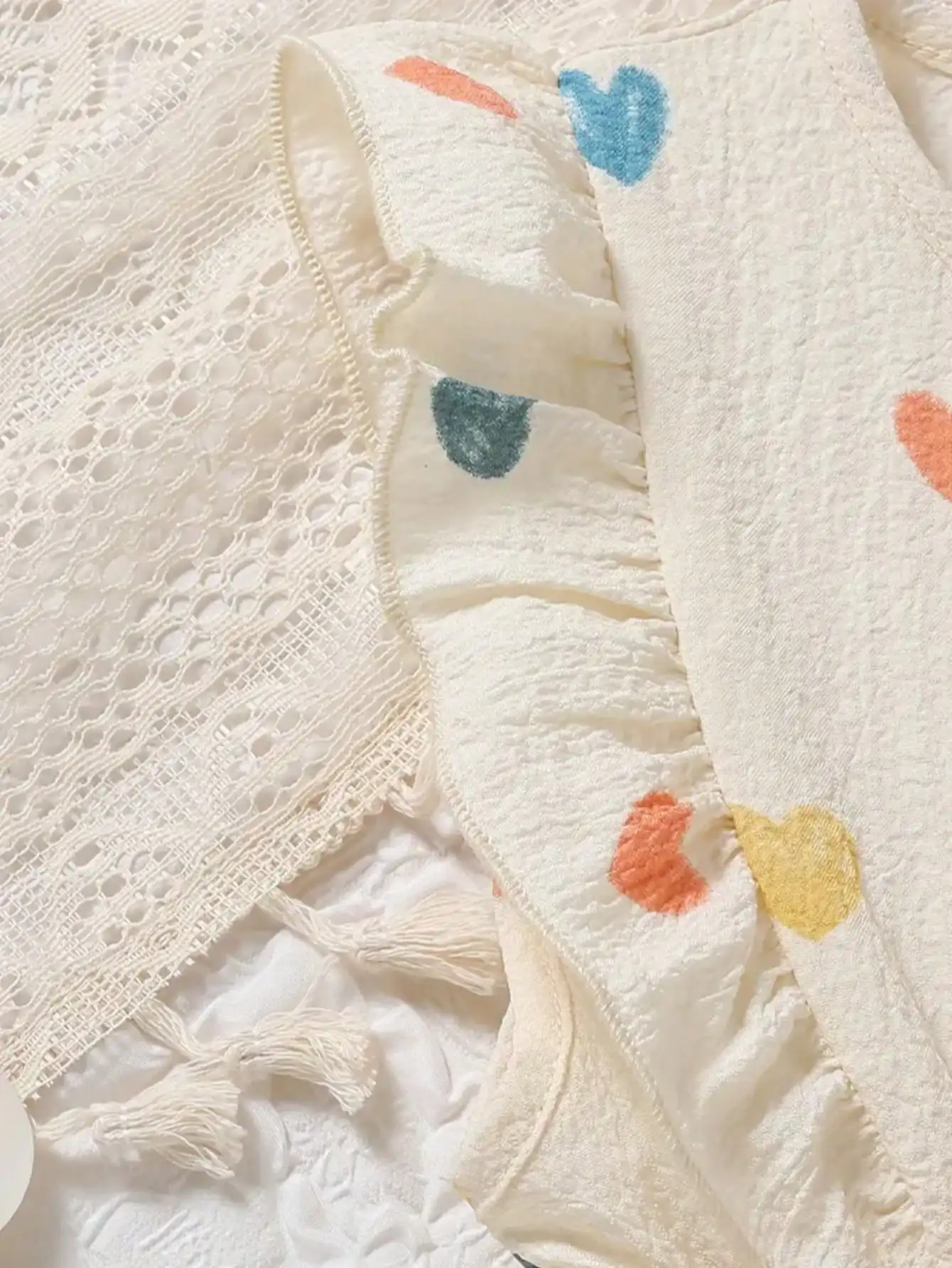 Ärmelloses Rüschenkleid für Kinder mit Herzmuster, Taillenschliff und Schleife, langer Rock, Rundhalsausschnitt – Detail 5