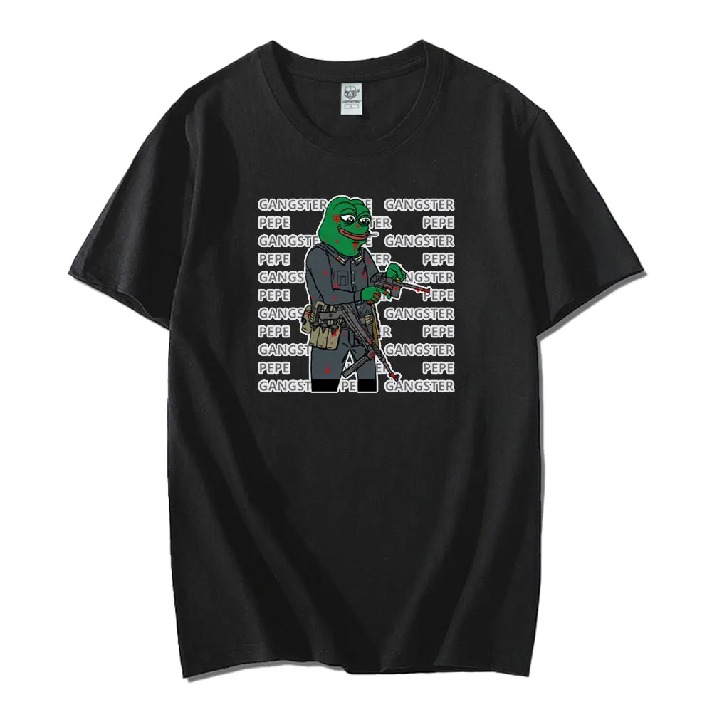 Funny Cartoon Hoodlum Pepe Frog Graphic T Shirt Frog Humor Fun Offensive Classics Y2k Clothes Fashion Streetwear Cotton Shirts