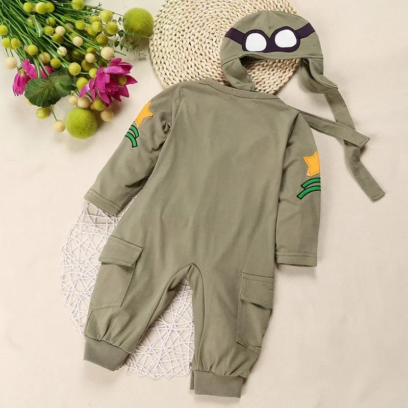 Spring Autumn Infant Baby Boys Aviator Rompers Baby Clothes Long Sleeve Flight Member Rompers Newborn Boys Rompers