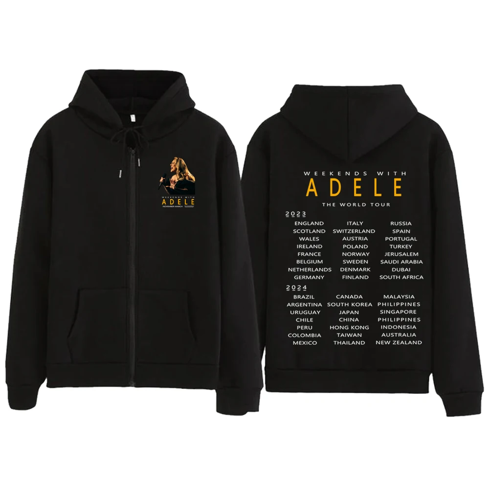 Adele Munich Tour Hoodie For Women Men Adele Zip Up Hoodies Sweatshirts Y2K Coat Gift Oversized Comfortable Zip Up Jacket Coats