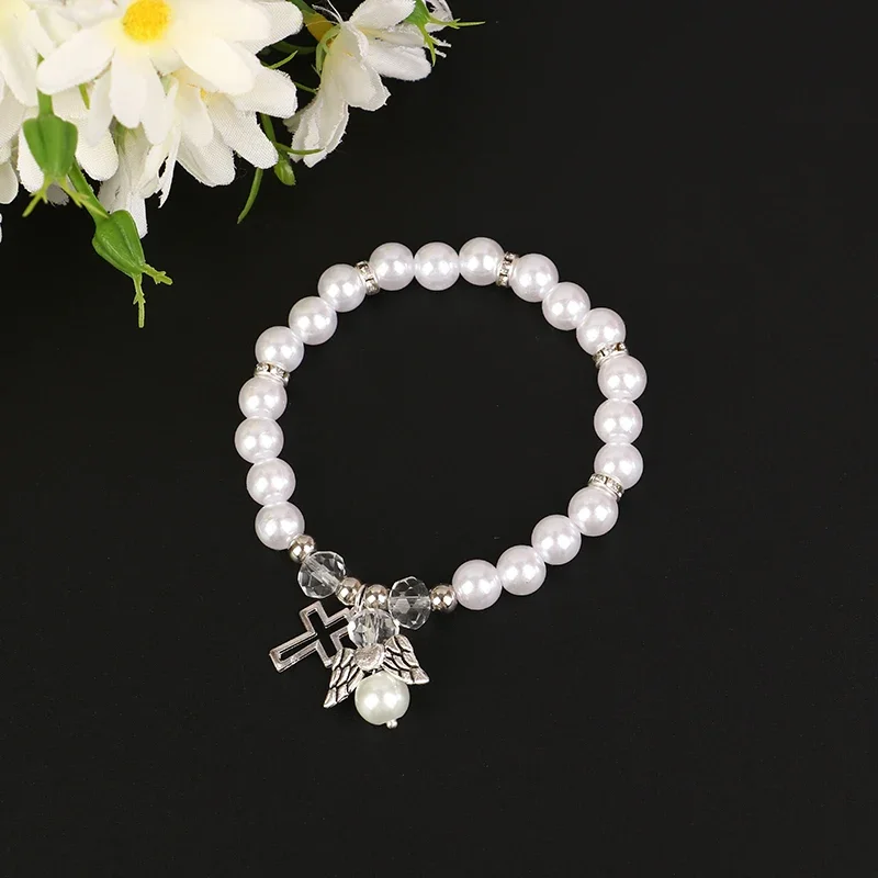 New Exquisite Angel Cross Bracelet Women\'S Shower Gift Bracelet Religious Jewelry Girls Boys Holy Communion Baptismal Anniversar