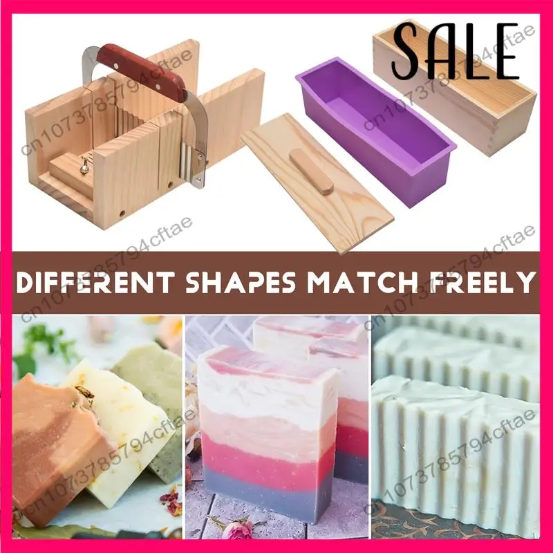 

-A12R 9PCS Silicone Soap Molds Kit,Rectangular Wooden Silicone Soap Mold Cutter Slicerhandmade Soap DIY For Soap Cake Making