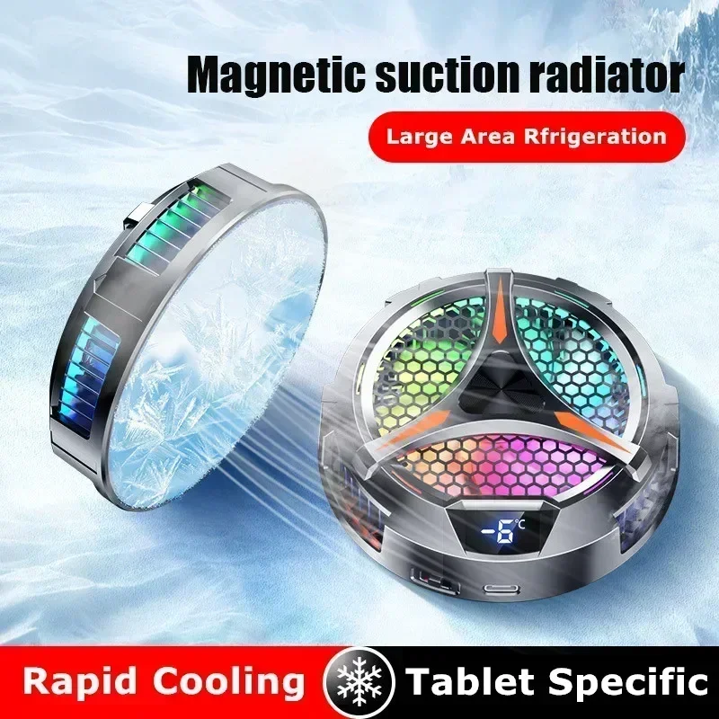 X42 Magnetic Semiconductor Type-C System PUBG Game Cooler with LED Display Cooling Fan Radiator for IPad Tablets Cool Heat Sink