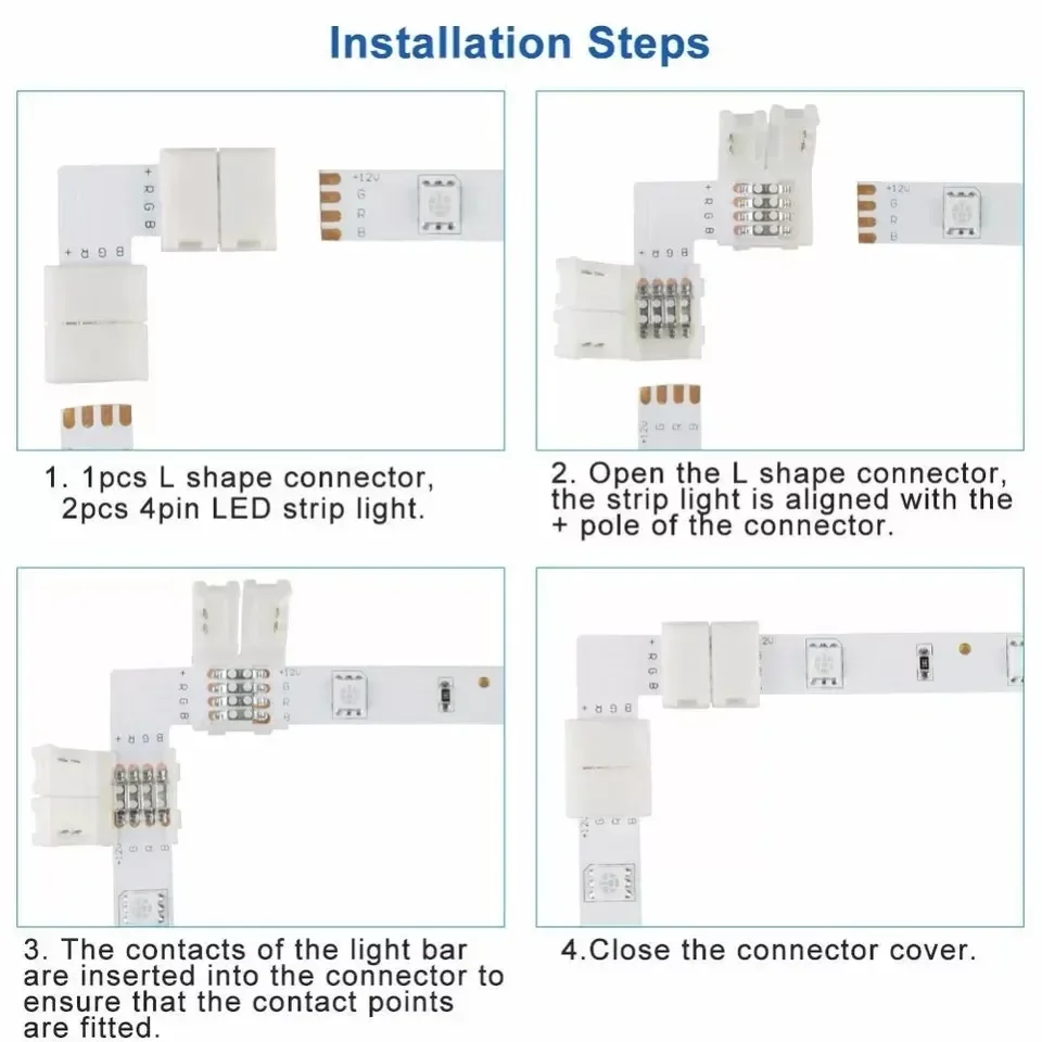 5PCS 2 Pin 3 Pin 4 Pin 5 Pin T/L Shape 8MM 10MM LED Strip Connector for RGB SMD 5050 2835 LED Strip Light Connector