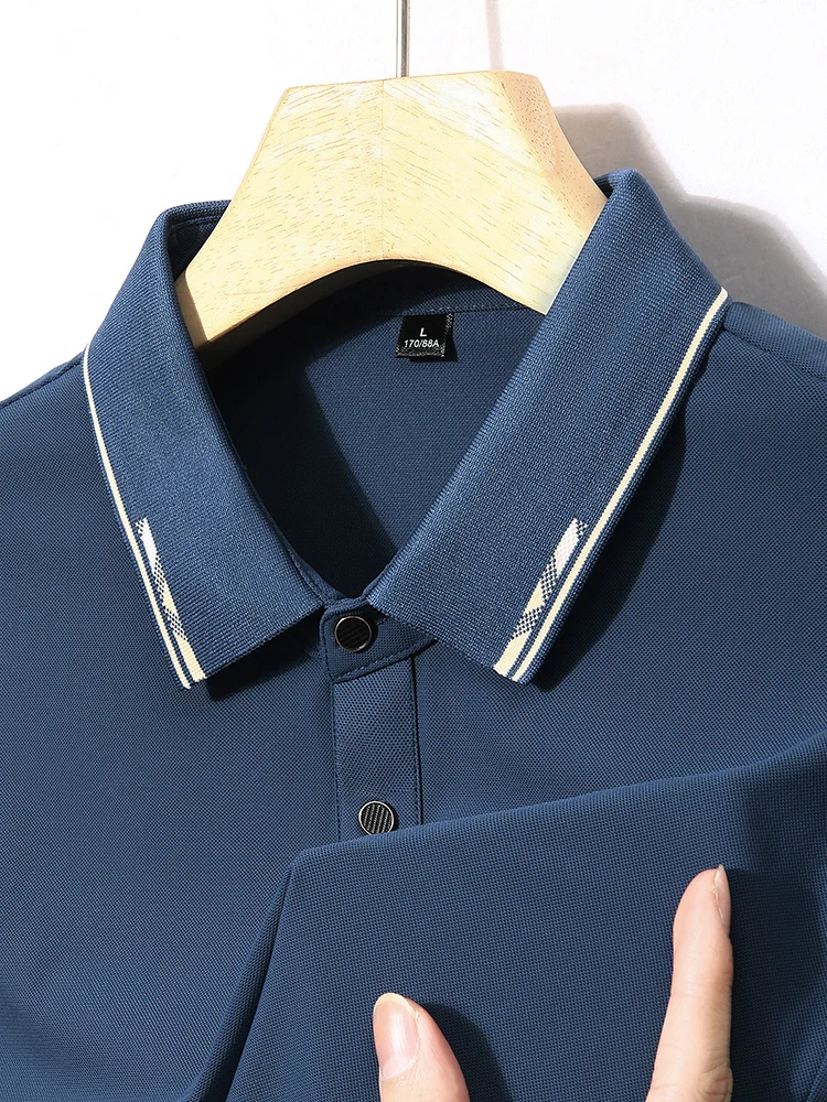 

2025 Summer High Quality Quick Dry Breathable Nylon Short Sleeves Black Blue Casual Business Plus Size 8xl 7xl 6xl POLO Shirts