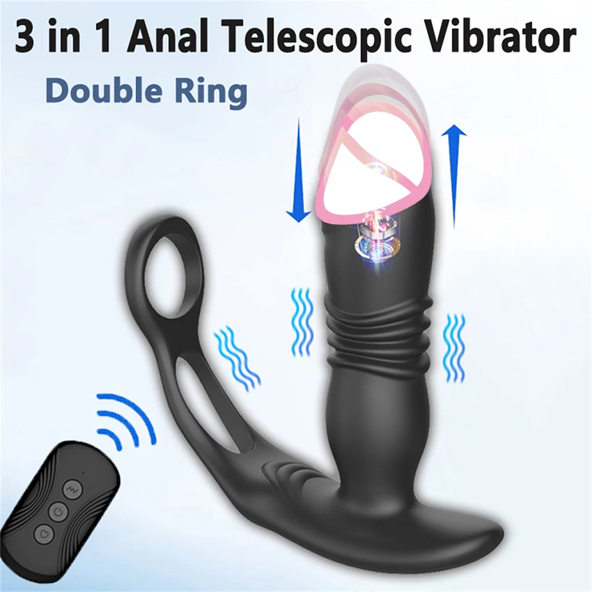Telescopic Wearable Vibrator Prostate Massager Dummy penis Delayed Ejaculation Rings Anal Plug Masturbation Male Adult Sex Toys view 6