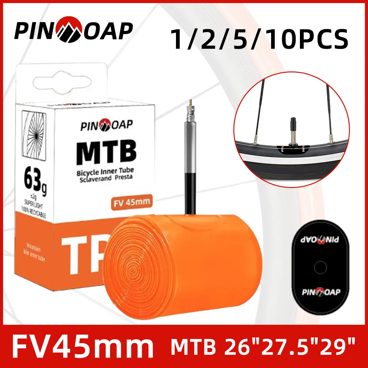

PINMOAP 1/2/5/10PCS MBT Inner Tube Lightweight TPU Inner Tube Explosion-Proof And Puncture Resistant Essential For Cycling