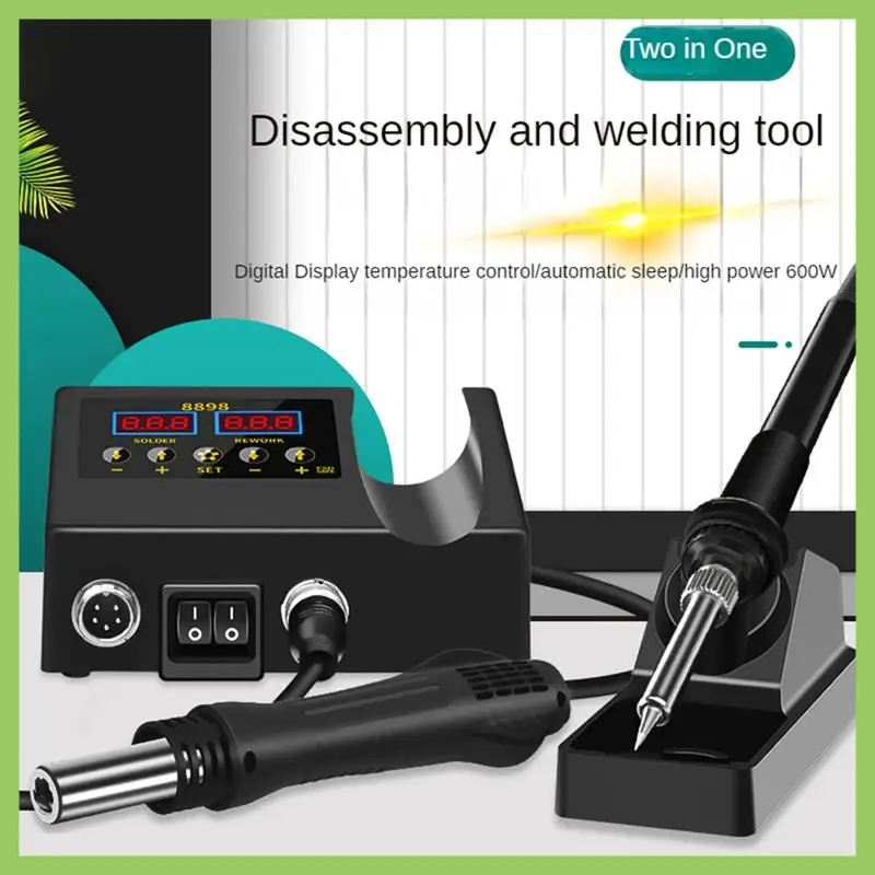 

ABJT-Rework Soldering Station 2 In1 Soldering Iron Lcd Digital Display Welding Station For SMD PCB IC Repair EU Plug