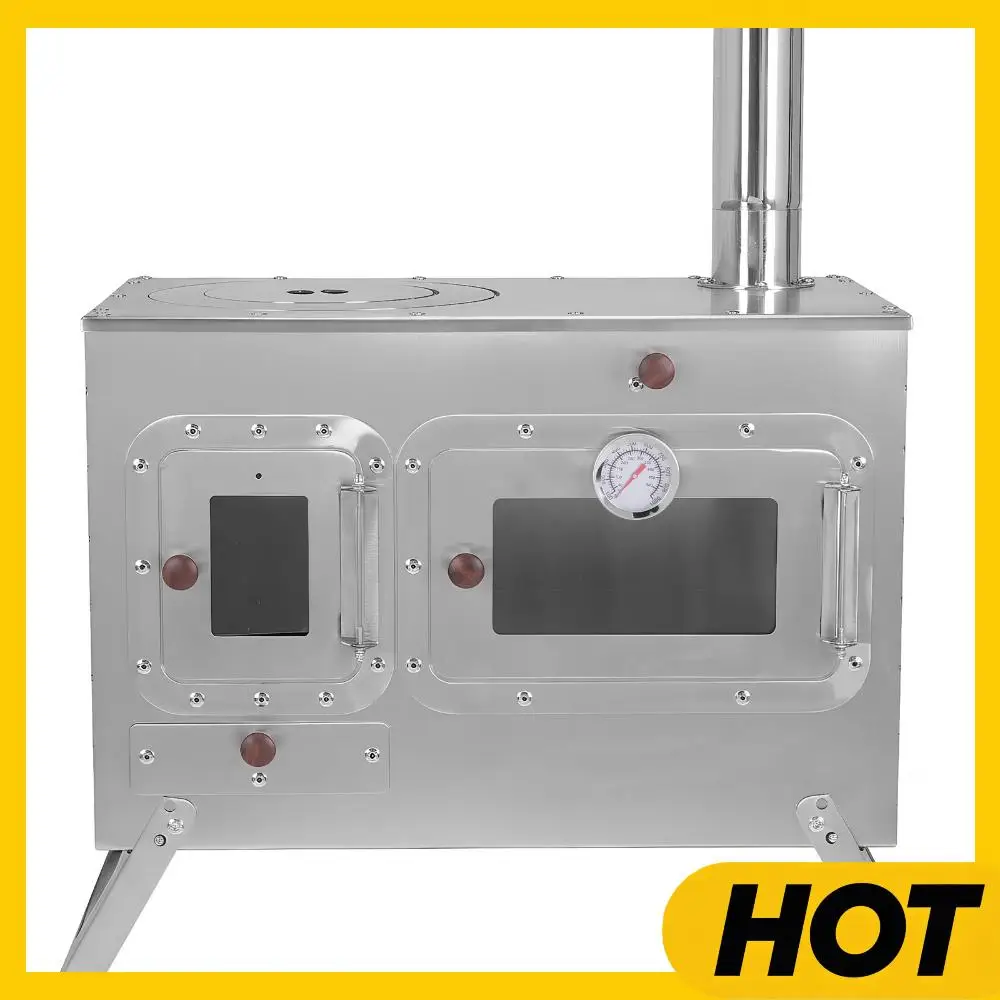 

Портативная походная печь для палаток с 4 дымоходами из нержавеющей стали для обогрева и приготовления пищи на открытом воздухе, зимней рыбалки и охоты