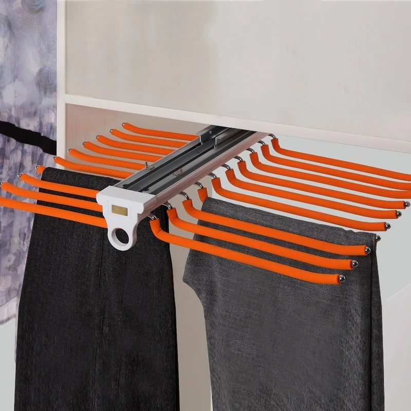 wardrobe double-row cushioned trousers rack, cloakroom cabinet hanging clothes and pants, creative multi-functional clothes