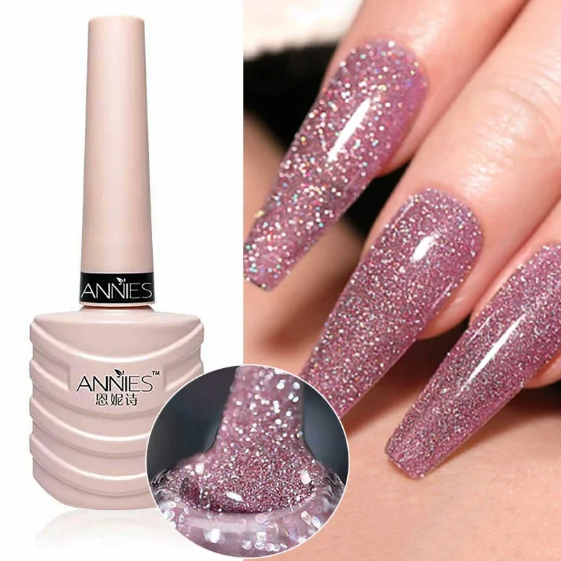 Zilver Roze Glitter Nagellak Natuurlijke Semi-Permanente Vernis Basisgel Top Coat Doorweekt Uv Led Mousserende Nagels Art Polish Gels